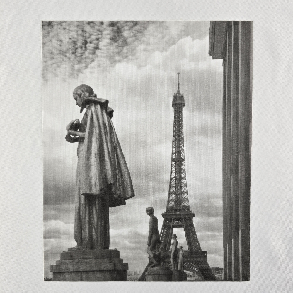 Original Signed Black & White Linen Paper Back Print Paris Eiffel Tower 8" X 10"